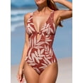 thumbnail image 4 of Cupshe Women's One Piece Swimsuit Deep V Neck Keyhole Cutout O Ring Textured Bathing Suit, Size XS-XL, 4 of 6