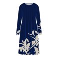 thumbnail image 4 of Vestidos estampados florales plegables de manga larga con cuello redondo informal de otoño e invierno para mujer Fridja  yut2196, 4 of 5