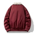 thumbnail image 4 of Mens Cotton Jacket Faux Fur Collar Full Zip Long Sleeve Casual Loose Fit Workwear Fall Winter Warm Coats with Pockets (XL, Red), 4 of 4