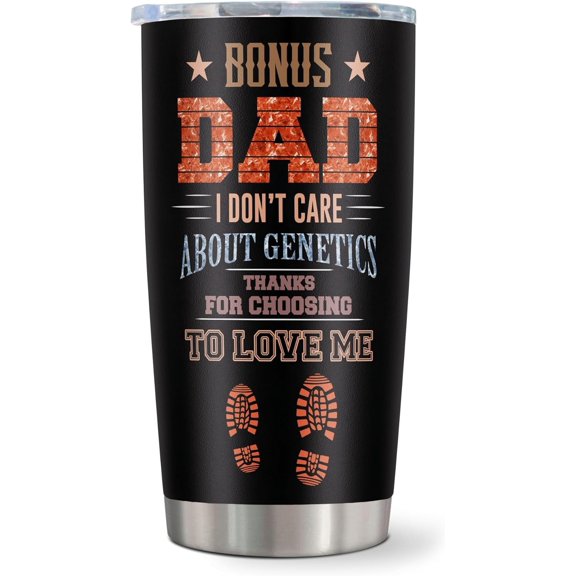 Fathers Day Bonus Dad Gifts, Step Dad Father Day Gifts Tumbler, Best Bonus Dad Gifts, Funny Step Dad Gifts, Step Bonus Dad Gifts from Daughter, Father Day Gifts for Step Bonus Dad 20OZ Coffee Cup 1PC