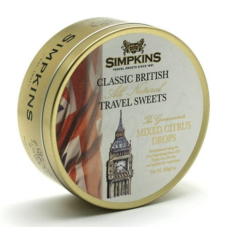 Simpkins Big Ben Citrus Classic British Travel Sweets 200g Tin (Pack of