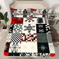 thumbnail image 2 of Feelyou Vintage Xmas Plaid Queen Sheet Sets, Winter Snowflake Flat Sheet, Christmas Patchwork Queen Fitted Sheet, Breathable Home Decor,4 Pieces, 2 of 7