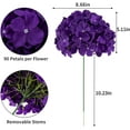thumbnail image 3 of Silk Hydrangea Artificial Flowers Heads with Stems for Wedding Home Decor Pack of 6 (Purple), 3 of 4