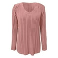 thumbnail image 4 of GBSYEWXS Sweaters For Women Pink V-Neck Long Sleeve Solid Color Daily Wear Pullover Sweater, 4 of 4