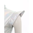 thumbnail image 6 of TiaoBug Women's Metallic Sleeveless Club Disco Holographic Dress Wet Look Pleated Dresses Holographic L, 6 of 7