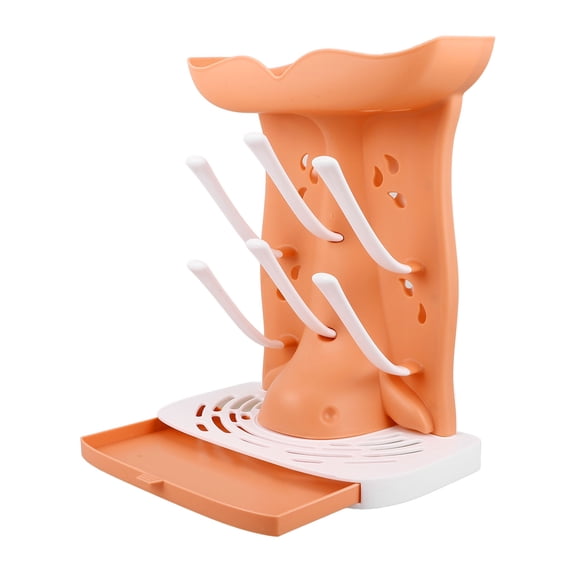 MLINS Baby Bottle Drying Rack with Efficient Water Drainage and SpaceSaving Design for Kitchen Use Orange Plastic 7.5 x 4.3 Inches
