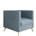 thumbnail image 5 of Home Design Weiss Velvet Square Arm Chair with Channel-Tufted Back and Gold Metal Legs, Modern Upholstered Living Room Seating, Blue, 5 of 5