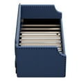 thumbnail image 6 of HICOMILA Twin Size Upholstered Sofa Daybed with Trundle, Space-Saving Guest Bed with Wood Slat Support for Bedroom & Home Office, Blue, 6 of 9