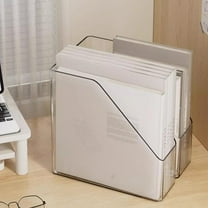 VAJUSO 1pcs Vertical Magazine File Holder, 3.14x8.66x8.66in Clear Plastic File Organizer Office Desk Storage Bins for Magazines, Notebooks, Envelopes