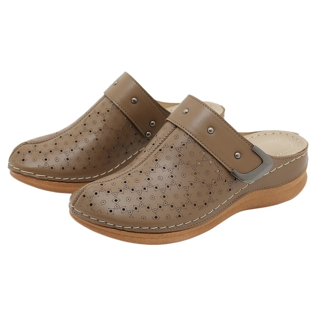 IUJSOY Clogs for Women Mules Shoes Comfortable Arch Support Closed Toe Sandals Wedge Slip on Shoes