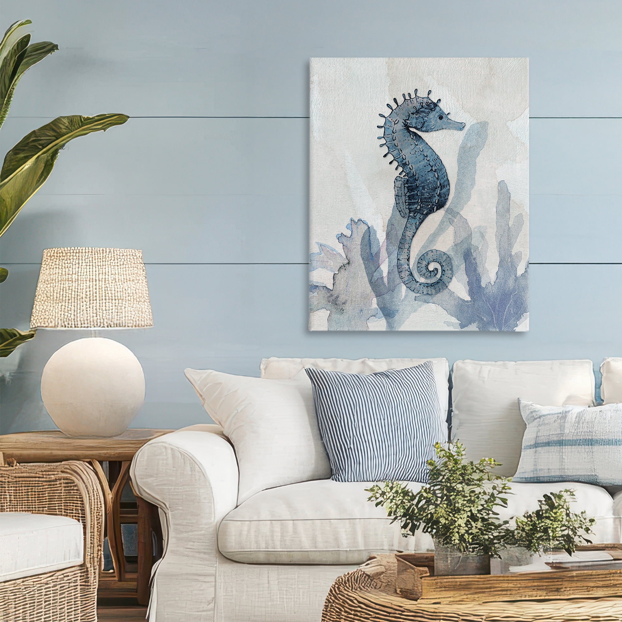 Stupell Industries Seahorse & Seaweed Impressions Canvas Wall Art, design by Susan Jill