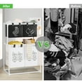 thumbnail image 4 of Large Laundry Hamper,Double Laundry Basket with Removable Liner Bags,Dirty Clothes Sorter Organizer Shelf for Bedroom,Bathroom,Laundry Room,Dorm,White, 4 of 8