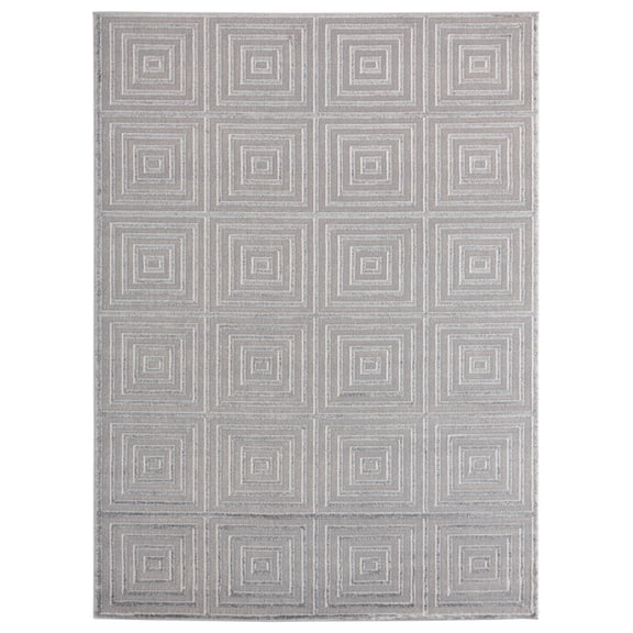 United Weavers Cascades Area Rug 2601 10871 Tehama Silver Cubes Squares 9' 10" x 13' 2" Rectangle