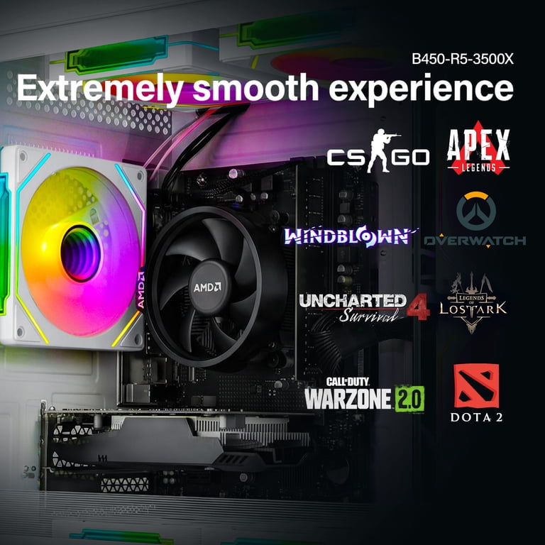 WIWB Gaming Desktop PC, Ryzen 5 3500X, RX560 4G, 16GB RAM, 512GB