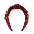 thumbnail image 4 of Unique Bargains 1 Pc Bow Faux Pearls Tie Headbands for Women Wine Red, 4 of 6