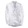thumbnail image 2 of gbyLJF Men's Casual Button Down Shirt Long Sleeve Round Neck Pullover Top Regular Fit Solid Color Blouse, 2 of 4
