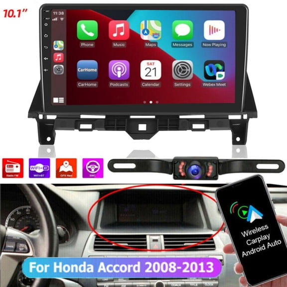 iSpchen 2 32G Android 13 Car Stereo Radio for Honda Accord 2008-2013 with Wireless CarPlay Android Auto, 10inch TouchScreen Car Screen with WiFi GPS Bluetooth SWC   Backup Camera