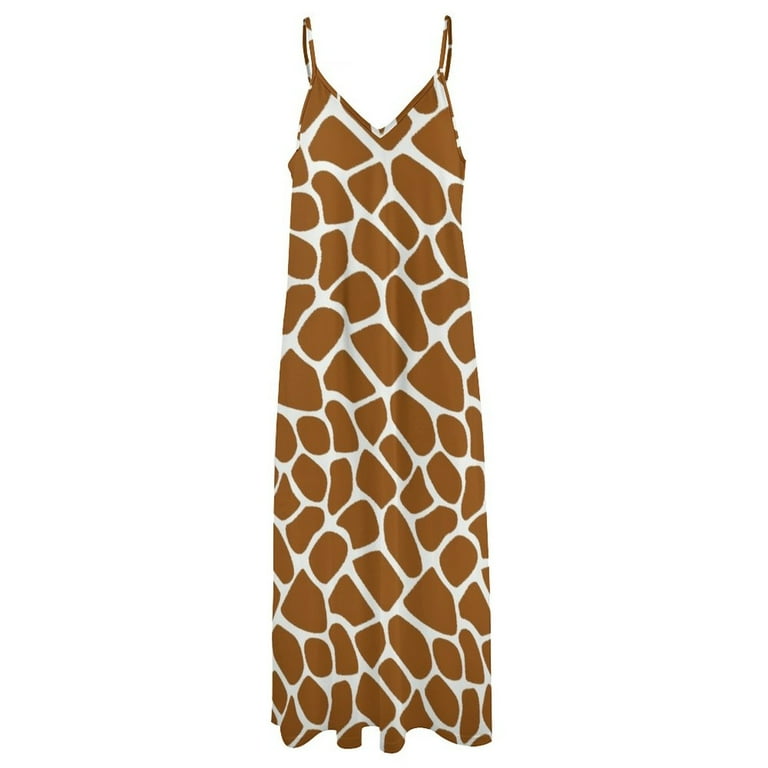 open lace back dress QMKVBSN Summer Dresses Cute Giraffe Dress for Women Beach Long Maxi Dress  Floral Print Sundress S at Amazon Women's Clothing store main image 0