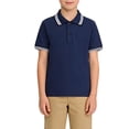 thumbnail image 4 of Rggeeun Toddler Boys T-Shirts Solid Color Short Sleeve Lapel Collar Casual Knit For Kids Youth School Comfortable Versatile Tops,Navy,10-11 Years, 4 of 4
