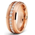 thumbnail image 2 of Bague d'Éternité pour Homme en Carbure de Tungstène Ton Or Rose, Alliance, Zircon Cubique Rond 8 mm, 2 of 3