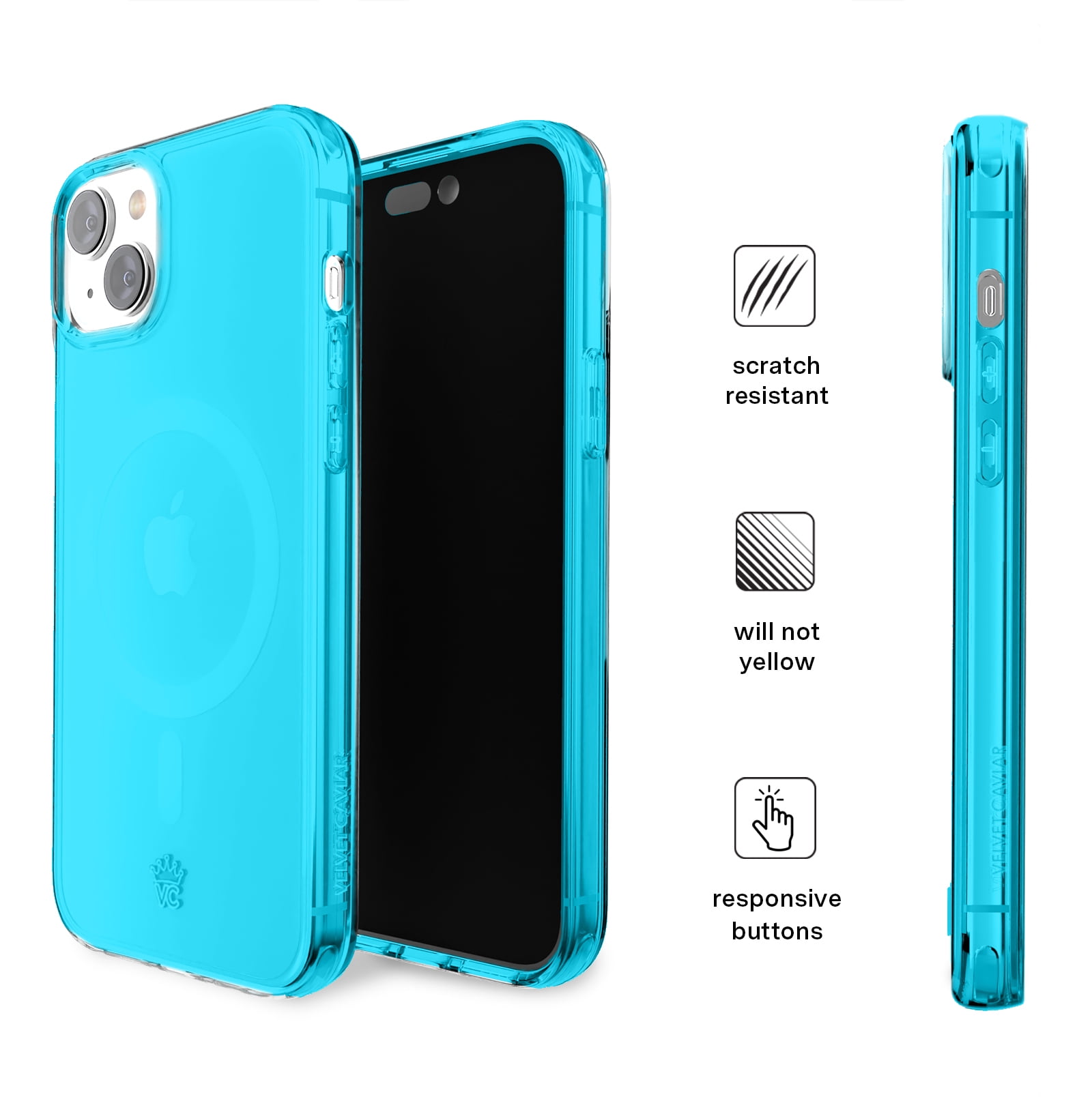VELVET CAVIAR Neon Blue iPhone 15 Case - Compatible with MagSafe - Clear Protective Phone Cases
