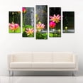 thumbnail image 2 of Juego de Cuadros Decorativos, Flores de Loto en Cascada, Estilo Jardín Zen, 5 Piezas, Ideal para Spas y Baños, 150x80cm, 2 of 5