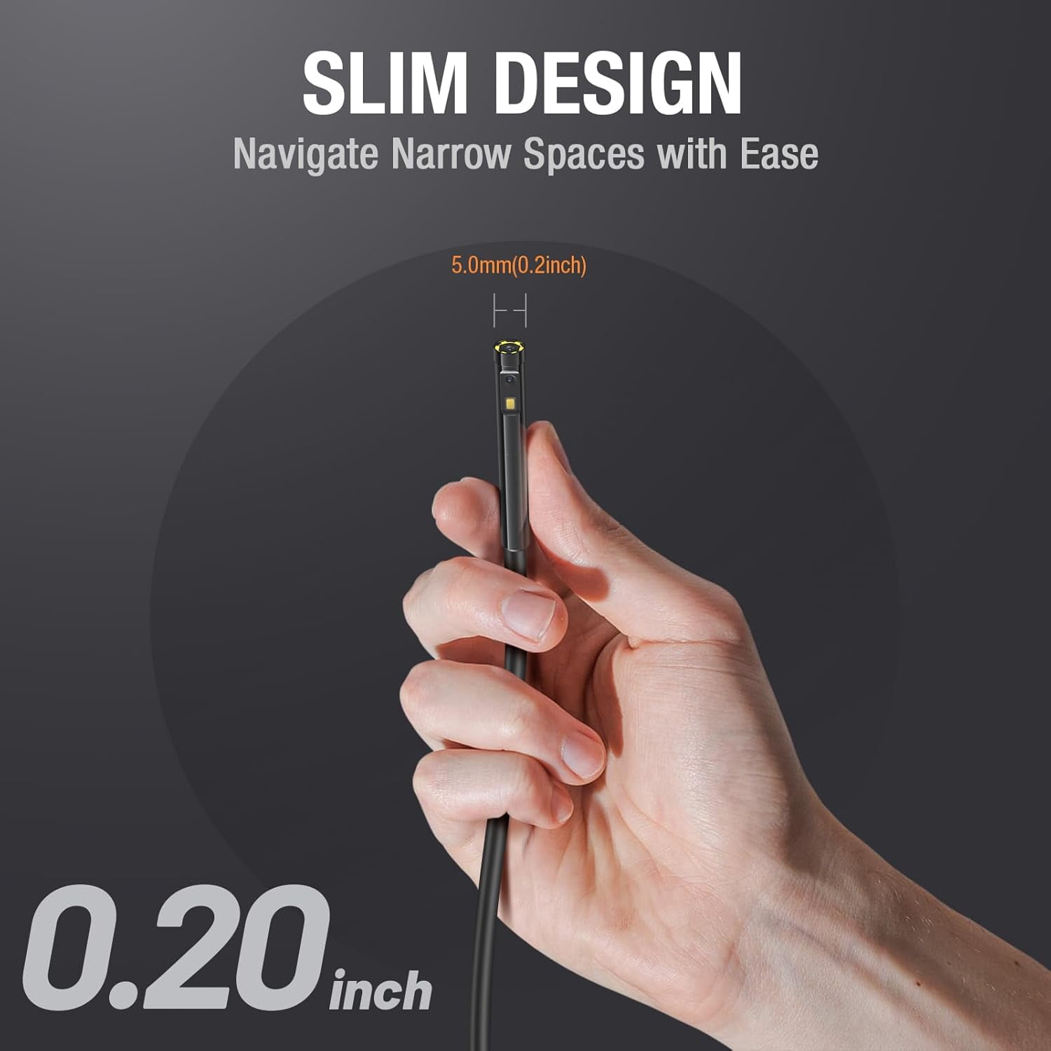 Teslong Endoscope with Light, Dual Lens Borescope 5'' HD Snake Inspection Camera Automotive Fiber Camera for Sewer Duct Plumbing Pipe (5ft)