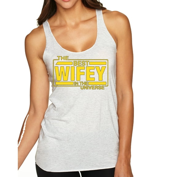 Wild Bobby, The Best Wifey in the Universe | Womens Mother's Day Premium Tri-Blend Racerback Tank Top, Heather White, Small