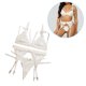 thumbnail image 2 of Conjunto de ropa interior de encaje floral de 3 piezas para mujer, sujetador sexy, bragas, liguero, blanco, M Eigraketly XX000052-13, 2 of 7