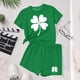 thumbnail image 4 of Vestido de manga corta para niños Día de San Patricio impreso conjunto de dos piezas niñas casual cuello redondo blusa y pantalones cortos, 4 of 6