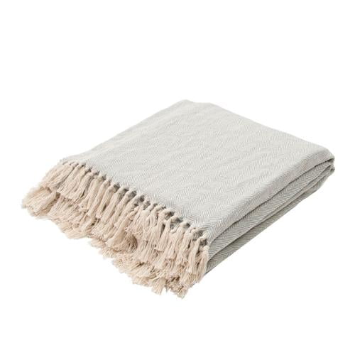 Pale Blue And Creme White Solid Patterned Cotton Fringe Throw Blanket 50 X 60 Walmart Com Walmart Com