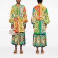 thumbnail image 4 of RDKTPXZ Women’s Printed Maxi Shirt Dress, Long Sleeve Button Front Belted Casual Dress, 4 of 7