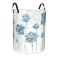 thumbnail image 2 of Haiem Pale Blue Lotus Flowers Leather Dirty Clothes Laundry Basket,Sturdy & Waterproof,Collapsible Round Design For Efficient Space Management,Multi-Purpose Storage Basket, 2 of 8