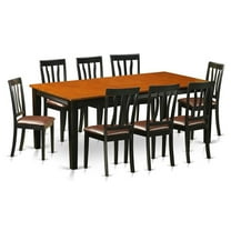 East West Furniture Quincy 9-piece Dining Set with Leather Seat in Black/Cherry
