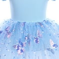 thumbnail image 6 of IBTOM CASTLE Girls Ballet Leotards Dance Wear Butterfly Shiny Sequins Dance Tutu Dress Puff Sleeve Keyhole Back Ballerina Costume 7-8 Years Blue, 6 of 8