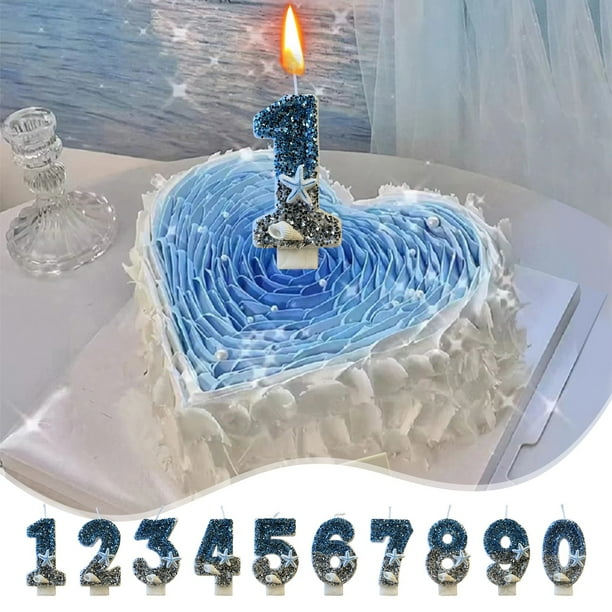 Fiudx Vela Digital Brillante, Decoración para Tarta con Lentejuelas Azules, Temática Inolvidable de Hielo y Nieve, Suministros para Fiestas de Cumpleaños, Elegantes Adornos para Tartas, 7 X 4 Cm, 1 U