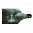 thumbnail image 1 of Rainforest Cutting Board, San Rafael Falls Ecuador Misty Natural Waterfall in Jungle Landmark Scene, Decorative Tempered Glass Cutting and Serving Board, Wine Bottle Shape, Green Grey, by Ambesonne, 1 of 1