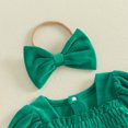 thumbnail image 6 of Cjfdfy Newborn Baby Girl Fall Outfit Solid Color Velvet Puff Long Sleeve Square Neck Bubble Romper and Headband Infant Cute Coming Home Fall Winter Outfit 0-12M, 6 of 9
