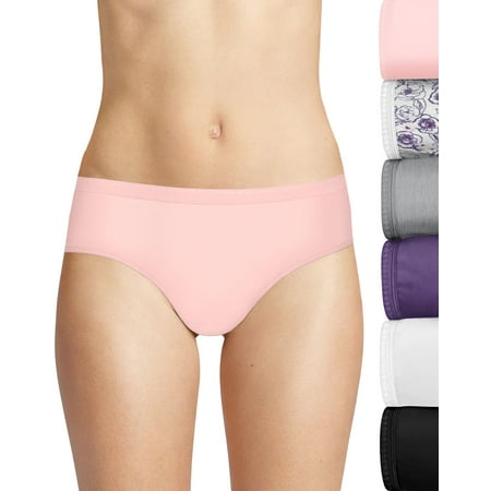 Women s Hanes 41H6CC Cotton Hipster Panty - 6 Pack (PnkWhtHtrBKPurple 5)