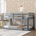 thumbnail image 6 of Tulib Low Bunk Bed Twin Over Twin, Bed Frame with Ladder, Safety Guardrails & Reinforced Slats, for Bedroom & Dorm, Gray, 6 of 7
