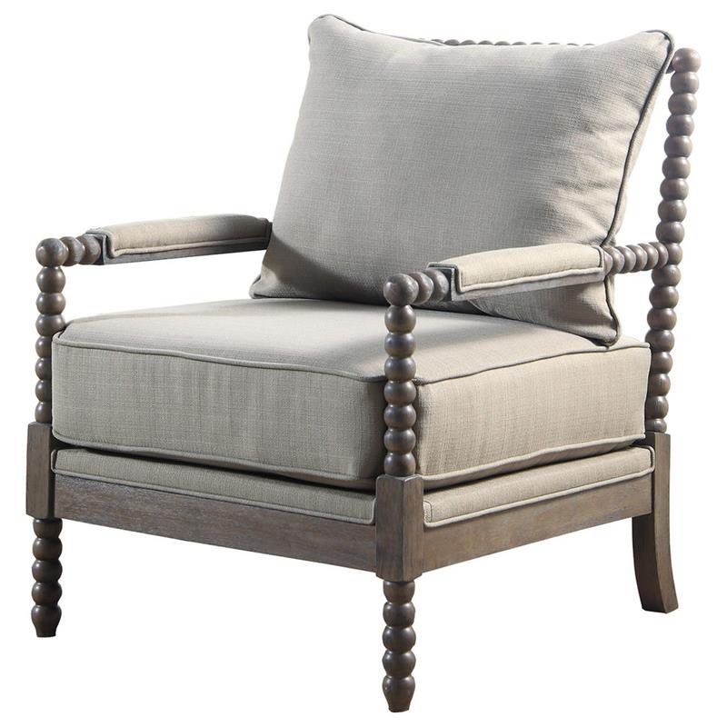 Best Master West Palm Solid Wood Living Room Accent Chair in Rustic Oak