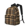 thumbnail image 2 of Picia khaki coffee plaid Large Capacity Backpack Classic Style Backpack Casual Backpack Water-Resistant School Work Travel Outdoor Backpack, 2 of 8