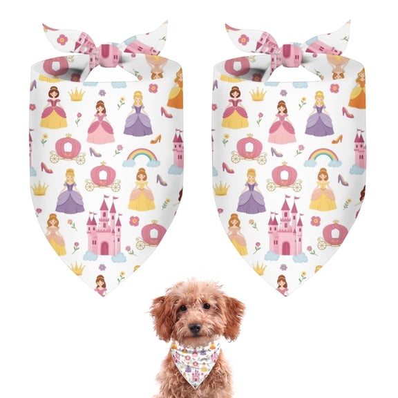 Dog Bandana 2 Pack,Colorful Princess Castle Pattern Bandanas for Dogs,Cat Bandana,Small/ Large Dog Bandana 2 Size,Dog Bandanas