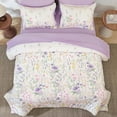 thumbnail image 2 of Floral Comforter Set Queen Size, 7 Piece Cute Flower Comforters Bed in a Bag Lavender, Soft Microfiber Complete Aesthetic Botanical Bedding Set with Sheets for Women Girls, 2 of 6