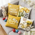 thumbnail image 6 of Spring Summer Pillow Covers 18x18 Set of 4, Outdoor Floral Daisy Decorative Yellow Throw Pillow Covers, You are My Sunshine Farmhouse Cushion Case for Couch Sofa Indoor Home Decor(No Insert), 6 of 6