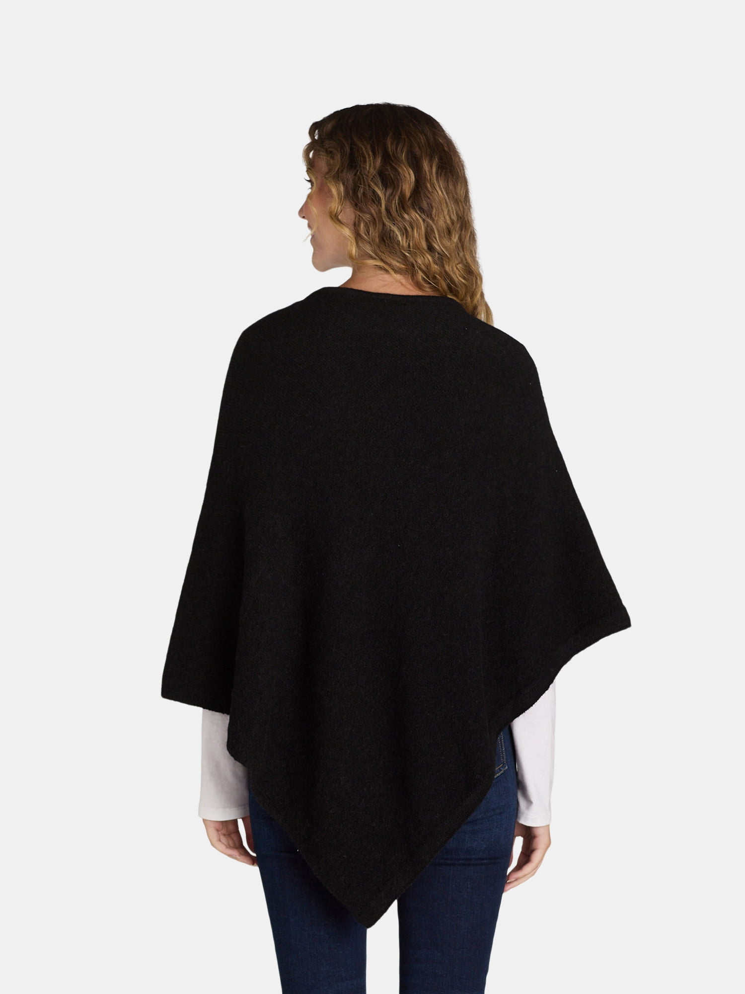 Time and Tru Women's Knit Fashion Poncho, S/M, Black