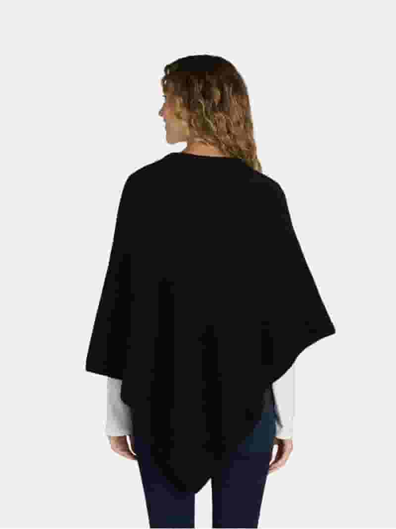 Time and Tru Women's Knit Fashion Poncho, S/M, Black