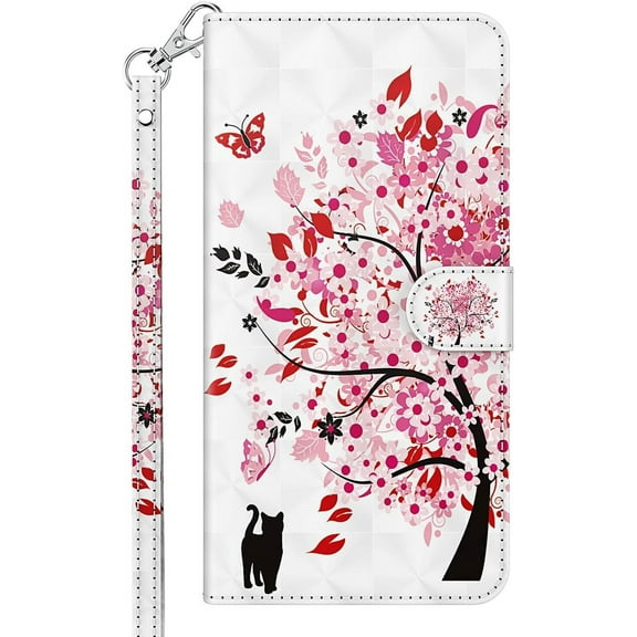 for Samsung Galaxy A22 5G (Not 4G) Wallet Cute Case,3D Stylish Color Painting PU Leather [Wrist Strap] [Card/Cash Slots] Stand Feature Flip Cases Cover for Samsung Galaxy A22 5G Tree Cat