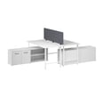thumbnail image 2 of Hustle 2 Person Desk with Low Storage Cabinet in White - Engineered Wood, 2 of 9