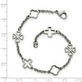 thumbnail image 4 of White Stainless Steel bracelet Themed 7.5 in Cross & Clovers, 4 of 4